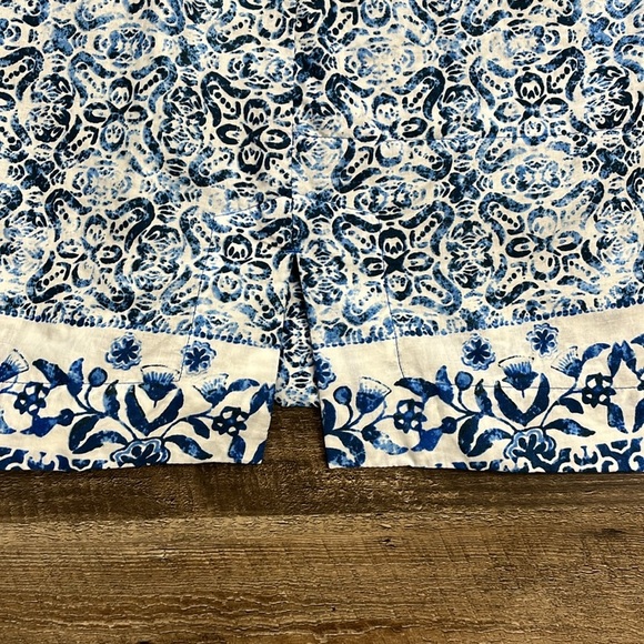 Lands End Embroidered V-neck Cotton Blue Print Tunic Sz 1X Dress Coverup Coastal - Picture 16 of 16